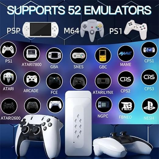 M22 Retro Handheld Game Stick - Wireless HD, 52 Emulators, 30,000+ Games, 64GB, Classic Edition with Takken/GTA Vcity/God of War, White