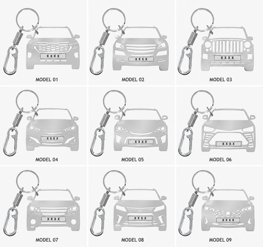 PACK OF 2 Personalized Stainless Steel Car Keychain with Name & Vehicle Number engraved. Car shape Keychain - Gift for Father's Day. For brothers, dads, boyfriends. Car model keychains | car keychains.